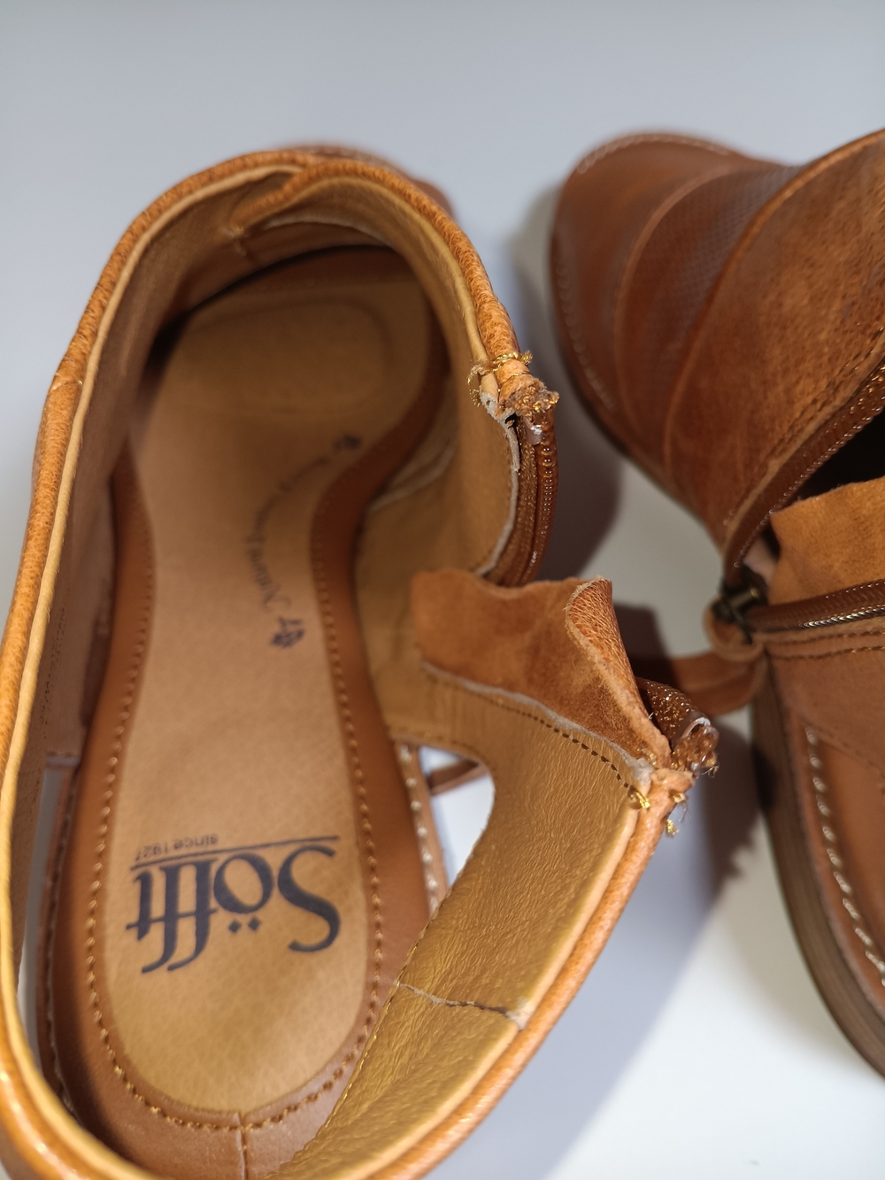 Söfft Cognac Leather Open-Toe Slingback Sandals - Picture 4 of 5